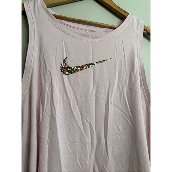 Nike Pink Dri-Fit Floral Swoosh Sleeveless Training Athletic Gym Tank Top 1X - Picture 3 of 4